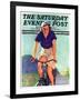 "Woman on a Bike," Saturday Evening Post Cover, April 28, 1934-John Newton Howitt-Framed Giclee Print