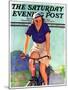 "Woman on a Bike," Saturday Evening Post Cover, April 28, 1934-John Newton Howitt-Mounted Giclee Print