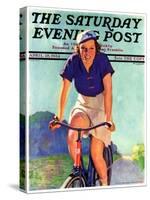 "Woman on a Bike," Saturday Evening Post Cover, April 28, 1934-John Newton Howitt-Stretched Canvas