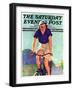 "Woman on a Bike," Saturday Evening Post Cover, April 28, 1934-John Newton Howitt-Framed Premium Giclee Print