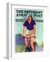 "Woman on a Bike," Saturday Evening Post Cover, April 28, 1934-John Newton Howitt-Framed Premium Giclee Print