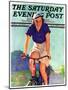 "Woman on a Bike," Saturday Evening Post Cover, April 28, 1934-John Newton Howitt-Mounted Premium Giclee Print