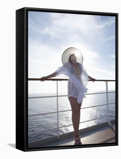 Woman on a Cruise Ship, Nassau, Bahamas, West Indies, Caribbean, Central America-Angelo Cavalli-Framed Stretched Canvas