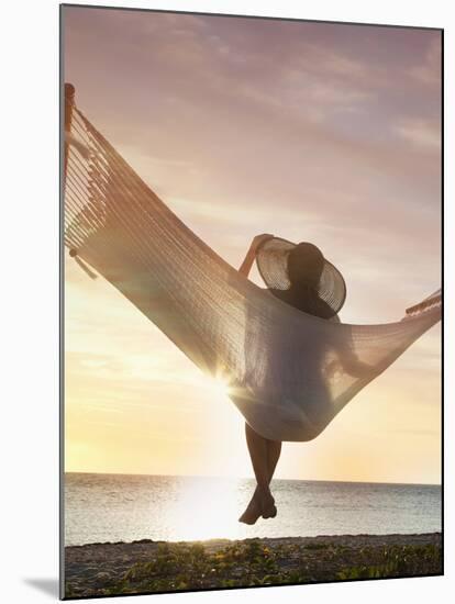 Woman on a Hammock on the Beach, Florida, United States of America, North America-Angelo Cavalli-Mounted Photographic Print