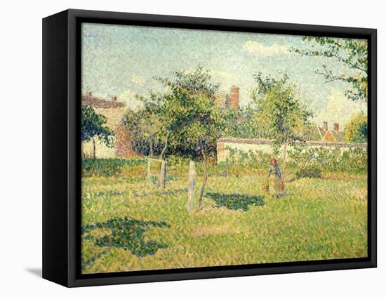 Woman on a Lawn-Camille Pissarro-Framed Stretched Canvas