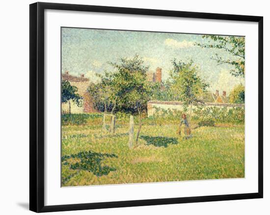 Woman on a Lawn-Camille Pissarro-Framed Giclee Print