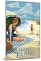 Woman on Beach - Kiawah Island, South Carolina-Lantern Press-Mounted Art Print