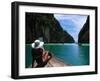 Woman on Boat, Phi Phi Island, Phuket-Angelo Cavalli-Framed Premium Photographic Print