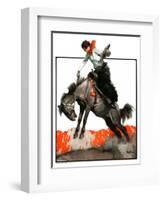 "Woman on Bucking Bronco,"April 19, 1924-Frank Hoffman-Framed Giclee Print