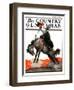"Woman on Bucking Bronco," Country Gentleman Cover, April 19, 1924-Frank Hoffman-Framed Giclee Print
