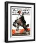 "Woman on Bucking Bronco," Country Gentleman Cover, April 19, 1924-Frank Hoffman-Framed Giclee Print