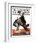 "Woman on Bucking Bronco," Country Gentleman Cover, April 19, 1924-Frank Hoffman-Framed Giclee Print