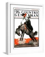 "Woman on Bucking Bronco," Country Gentleman Cover, April 19, 1924-Frank Hoffman-Framed Giclee Print