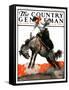 "Woman on Bucking Bronco," Country Gentleman Cover, April 19, 1924-Frank Hoffman-Framed Stretched Canvas