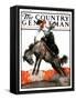 "Woman on Bucking Bronco," Country Gentleman Cover, April 19, 1924-Frank Hoffman-Framed Stretched Canvas