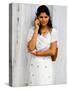 Woman on Cell Phone in Modern New Delhi, India-Bill Bachmann-Stretched Canvas