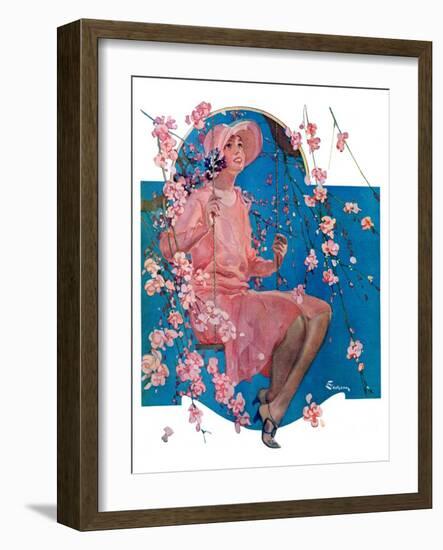 "Woman on Floral Swing,"May 19, 1928-Elbert Mcgran Jackson-Framed Giclee Print