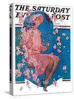 "Woman on Floral Swing," Saturday Evening Post Cover, May 19, 1928-Elbert Mcgran Jackson-Stretched Canvas