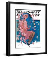 "Woman on Floral Swing," Saturday Evening Post Cover, May 19, 1928-Elbert Mcgran Jackson-Framed Giclee Print