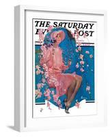 "Woman on Floral Swing," Saturday Evening Post Cover, May 19, 1928-Elbert Mcgran Jackson-Framed Giclee Print