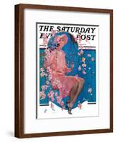 "Woman on Floral Swing," Saturday Evening Post Cover, May 19, 1928-Elbert Mcgran Jackson-Framed Giclee Print