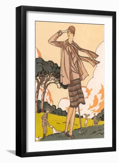 Woman on Golf Course-null-Framed Art Print