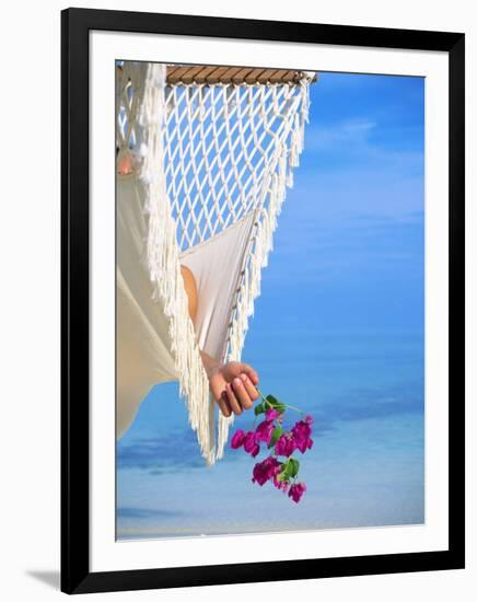 Woman on Hammock, Ari Atoll, White Sands Island-Angelo Cavalli-Framed Photographic Print