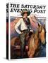 "Woman on Horse in Mountains," Saturday Evening Post Cover, October 6, 1928-William Henry Dethlef Koerner-Stretched Canvas