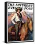 "Woman on Horse in Mountains," Saturday Evening Post Cover, October 6, 1928-William Henry Dethlef Koerner-Framed Stretched Canvas