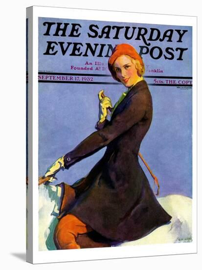 "Woman on Horseback," Saturday Evening Post Cover, September 17, 1932-Guy Hoff-Stretched Canvas