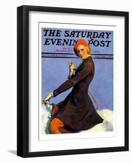 "Woman on Horseback," Saturday Evening Post Cover, September 17, 1932-Guy Hoff-Framed Giclee Print