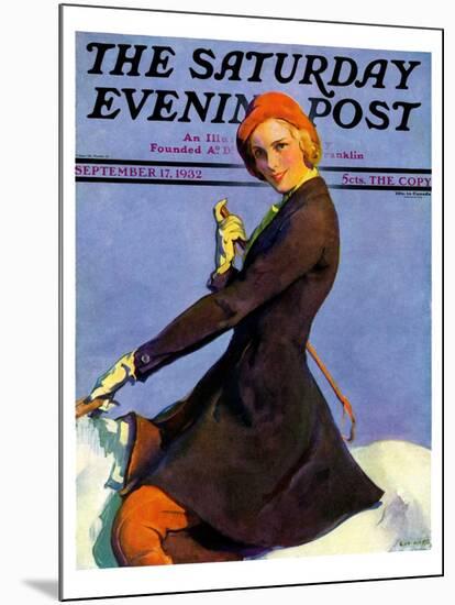 "Woman on Horseback," Saturday Evening Post Cover, September 17, 1932-Guy Hoff-Mounted Giclee Print