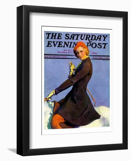 "Woman on Horseback," Saturday Evening Post Cover, September 17, 1932-Guy Hoff-Framed Premium Giclee Print