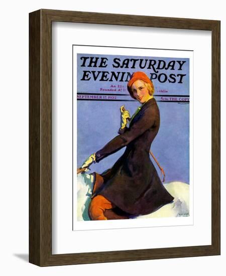"Woman on Horseback," Saturday Evening Post Cover, September 17, 1932-Guy Hoff-Framed Giclee Print