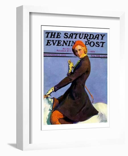 "Woman on Horseback," Saturday Evening Post Cover, September 17, 1932-Guy Hoff-Framed Giclee Print