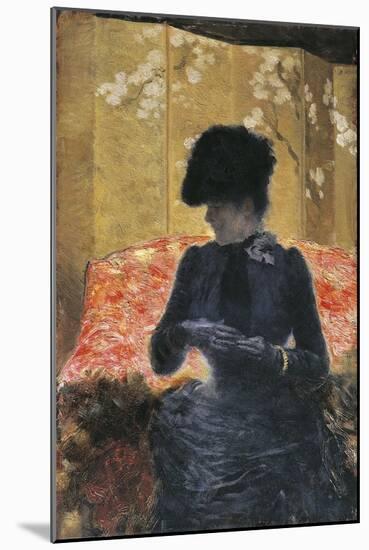 Woman on Red Sofa, 1876-1878-Giuseppe De Nittis-Mounted Giclee Print