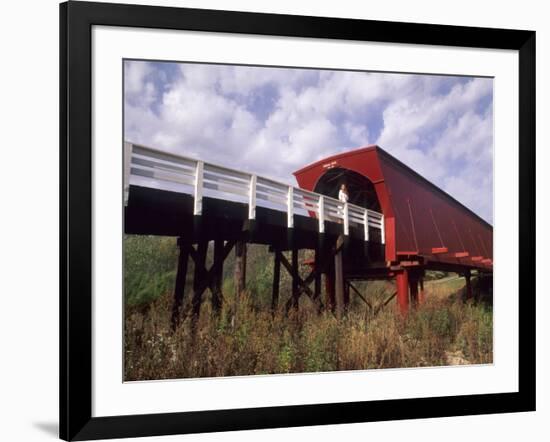 Woman on Roseman Bridge, Madison County, Iowa, USA-Bill Bachmann-Framed Photographic Print