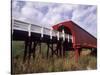 Woman on Roseman Bridge, Madison County, Iowa, USA-Bill Bachmann-Stretched Canvas