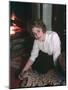Woman on Rug by Fire-Charles Woof-Mounted Photographic Print