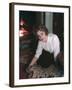 Woman on Rug by Fire-Charles Woof-Framed Photographic Print