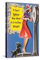 Woman on Scale with Scottie Dog-null-Stretched Canvas