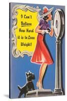 Woman on Scale with Scottie Dog-null-Stretched Canvas