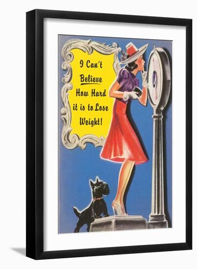 Woman on Scale with Scottie Dog-null-Framed Giclee Print