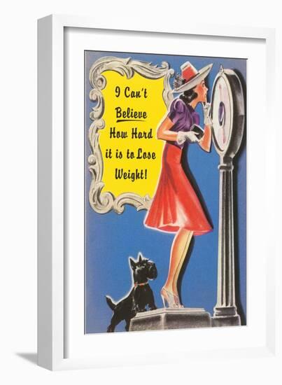 Woman on Scale with Scottie Dog-null-Framed Giclee Print