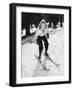 Woman on Skiis with Knees Bent-null-Framed Photo