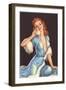 Woman on Telephone with Fur-Trimmed Negligee-null-Framed Art Print