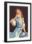 Woman on Telephone with Fur-Trimmed Negligee-null-Framed Art Print