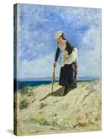 Woman on the beach, circa 1875-Giuseppe or Joseph de Nittis-Stretched Canvas