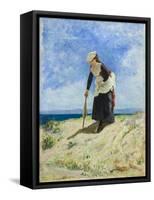 Woman on the beach, circa 1875-Giuseppe or Joseph de Nittis-Framed Stretched Canvas