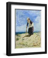 Woman on the beach, circa 1875-Giuseppe or Joseph de Nittis-Framed Giclee Print